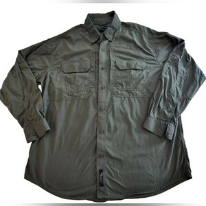 5.11 Tactical Taclite Pro Shirt Mens XL Green Ripstop Long Sleeve Vented Work